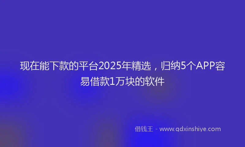 现在能下款的平台2025年精选，归纳5个APP容易借款1万块的软件