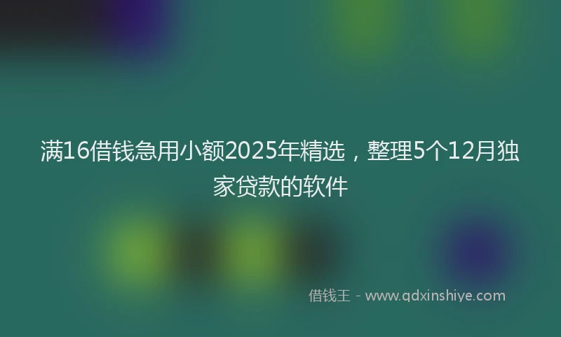 满16借钱急用小额2025年精选，整理5个12月独家贷款的软件