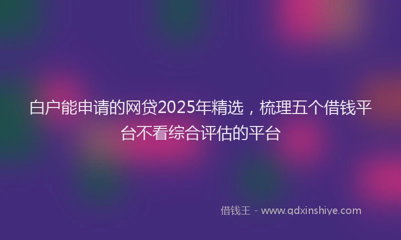 白户能申请的网贷2025年精选，梳理五个借钱平台不看综合评估的平台