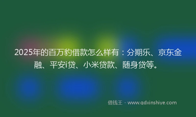 2025年的百万豹借款怎么样有：分期乐、京东金融、平安i贷、小米贷款、随身贷等。