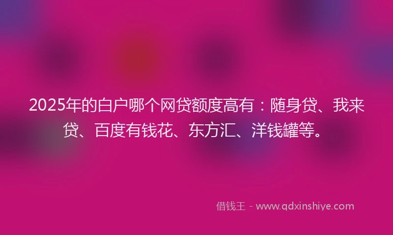 2025年的白户哪个网贷额度高有：随身贷、我来贷、百度有钱花、东方汇、洋钱罐等。