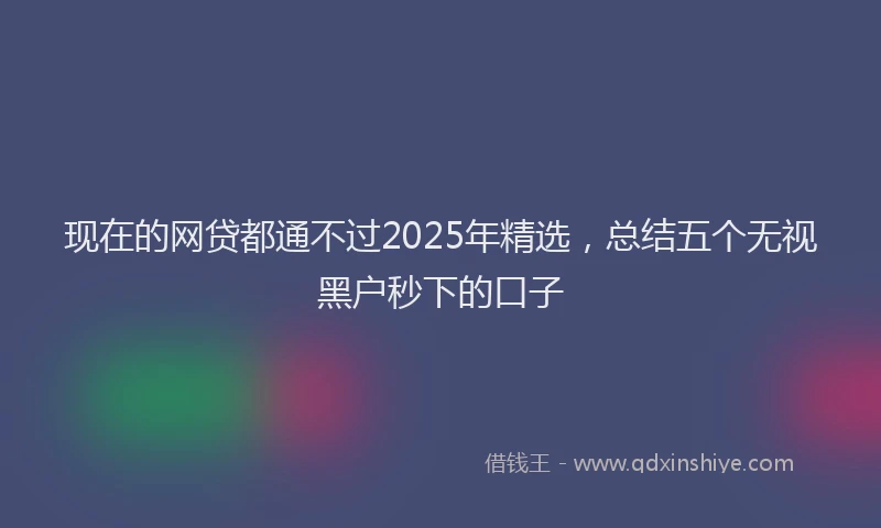 现在的网贷都通不过2025年精选，总结五个无视黑户秒下的口子