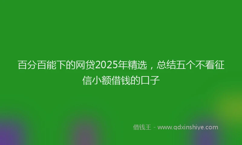 百分百能下的网贷2025年精选，总结五个不看征信小额借钱的口子