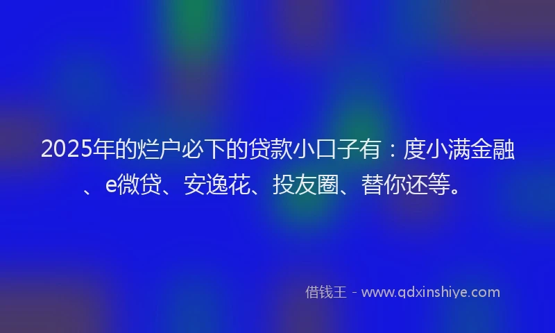 2025年的烂户必下的贷款小口子有：度小满金融、e微贷、安逸花、投友圈、替你还等。