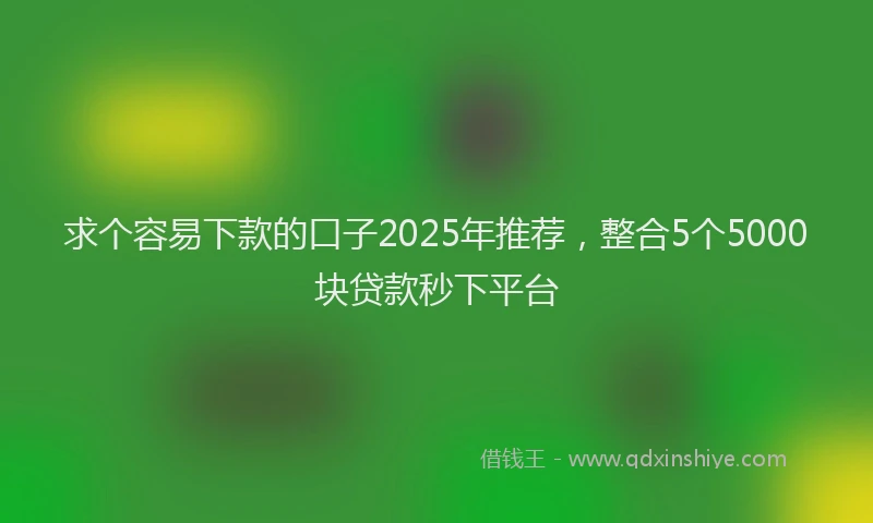 求个容易下款的口子2025年推荐，整合5个5000块贷款秒下平台