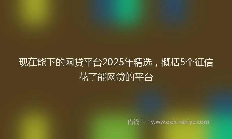 现在能下的网贷平台2025年精选，概括5个征信花了能网贷的平台
