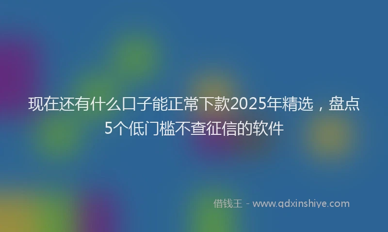 现在还有什么口子能正常下款2025年精选，盘点5个低门槛不查征信的软件