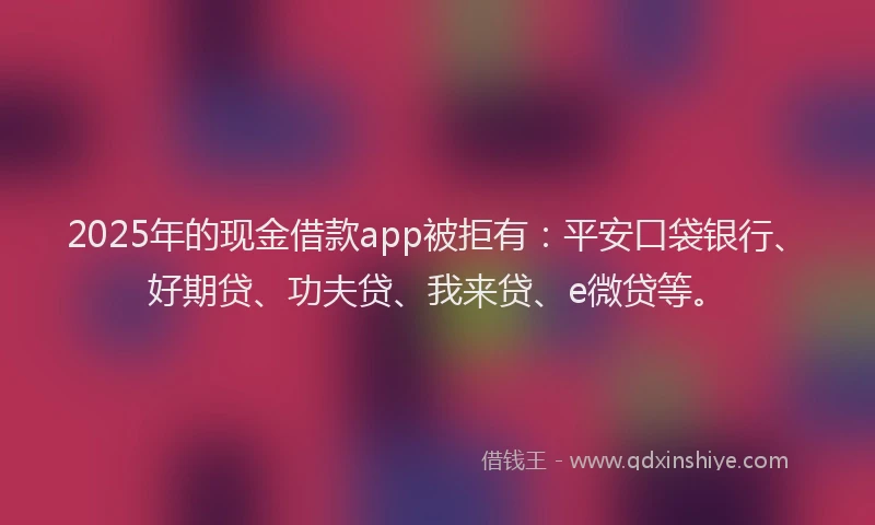 2025年的现金借款app被拒有：平安口袋银行、好期贷、功夫贷、我来贷、e微贷等。