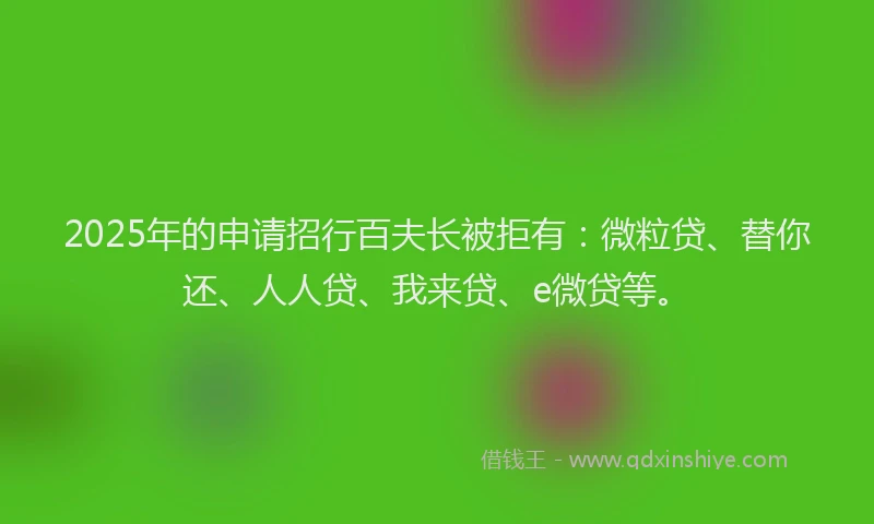 2025年的申请招行百夫长被拒有：微粒贷、替你还、人人贷、我来贷、e微贷等。