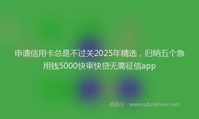 申请信用卡总是不过关2025年精选，归纳五个急用钱5000快审快贷无需征信app