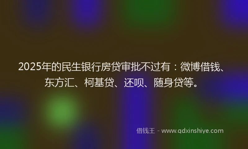 2025年的民生银行房贷审批不过有：微博借钱、东方汇、柯基贷、还呗、随身贷等。