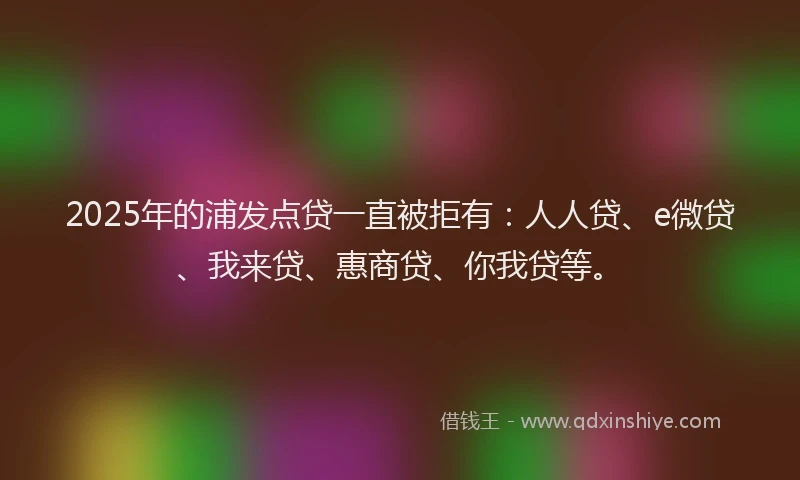 2025年的浦发点贷一直被拒有：人人贷、e微贷、我来贷、惠商贷、你我贷等。