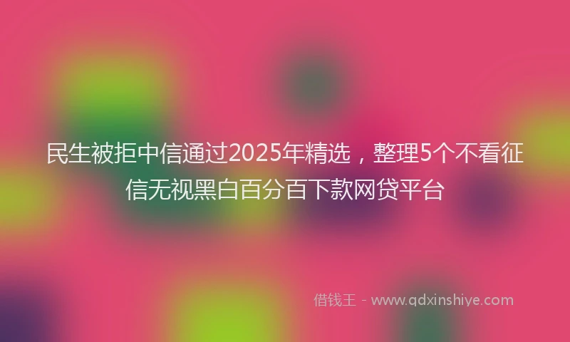 民生被拒中信通过2025年精选，整理5个不看征信无视黑白百分百下款网贷平台
