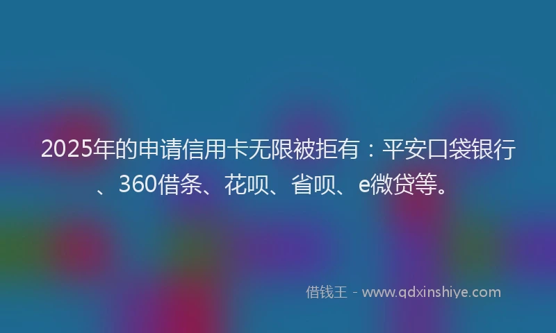 2025年的申请信用卡无限被拒有：平安口袋银行、360借条、花呗、省呗、e微贷等。