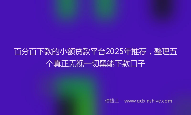 百分百下款的小额贷款平台2025年推荐，整理五个真正无视一切黑能下款口子
