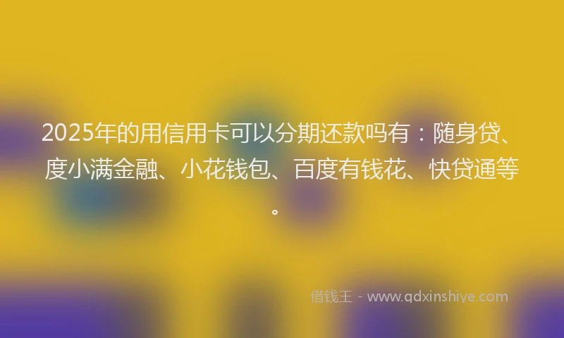 2025年的用信用卡可以分期还款吗有：随身贷、度小满金融、小花钱包、百度有钱花、快贷通等。