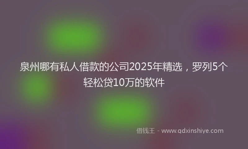 泉州哪有私人借款的公司2025年精选，罗列5个轻松贷10万的软件