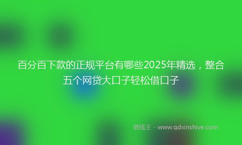 百分百下款的正规平台有哪些2025年精选，整合五个网贷大口子轻松借口子