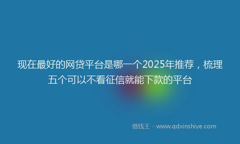 现在最好的网贷平台是哪一个2025年推荐，梳理五个可以不看征信就能下款的平台