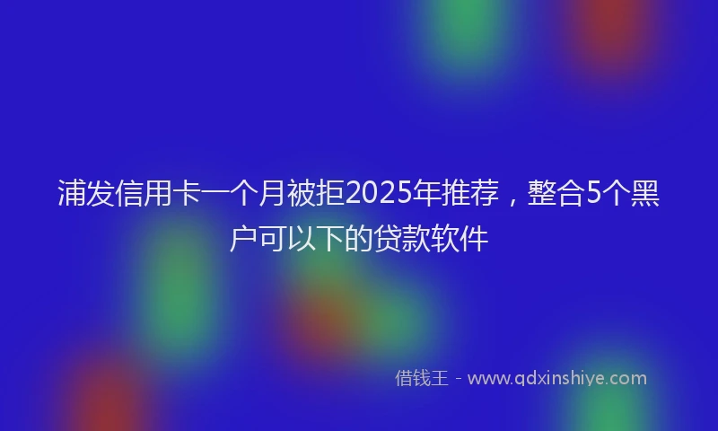 浦发信用卡一个月被拒2025年推荐，整合5个黑户可以下的贷款软件