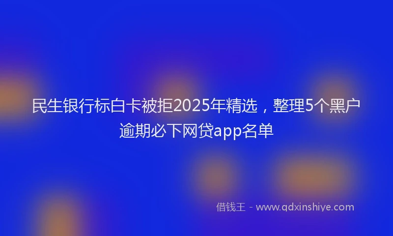 民生银行标白卡被拒2025年精选，整理5个黑户逾期必下网贷app名单