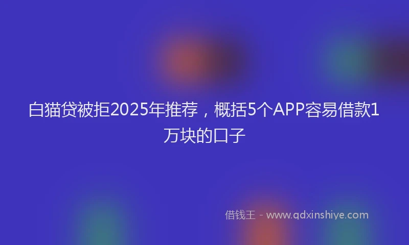 白猫贷被拒2025年推荐，概括5个APP容易借款1万块的口子