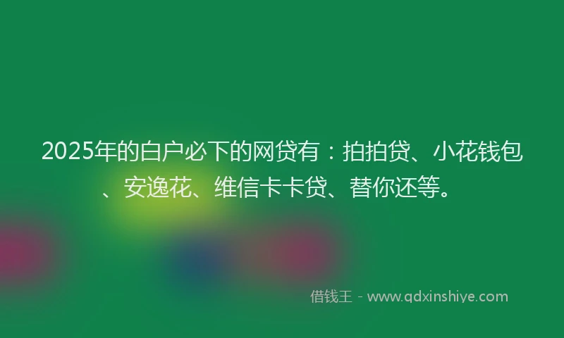 2025年的白户必下的网贷有：拍拍贷、小花钱包、安逸花、维信卡卡贷、替你还等。