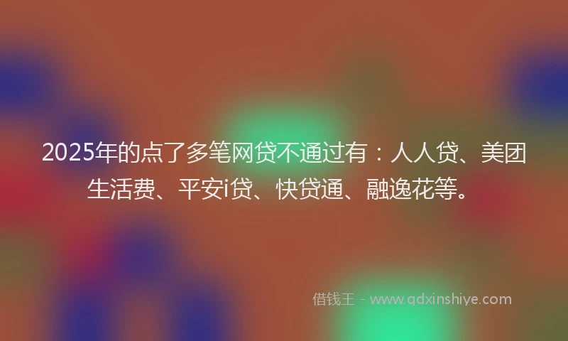 2025年的点了多笔网贷不通过有：人人贷、美团生活费、平安i贷、快贷通、融逸花等。