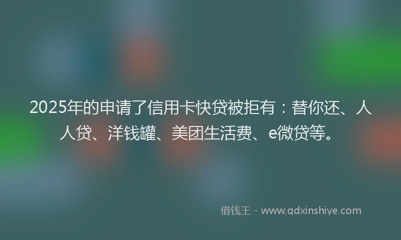 2025年的申请了信用卡快贷被拒有：替你还、人人贷、洋钱罐、美团生活费、e微贷等。