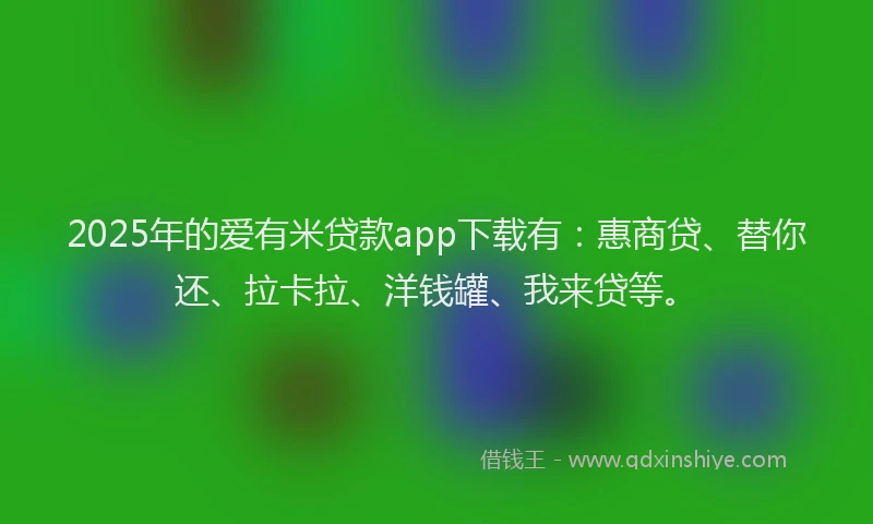 2025年的爱有米贷款app下载有：惠商贷、替你还、拉卡拉、洋钱罐、我来贷等。