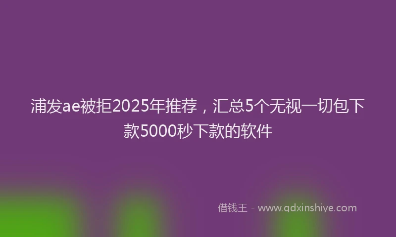 浦发ae被拒2025年推荐，汇总5个无视一切包下款5000秒下款的软件