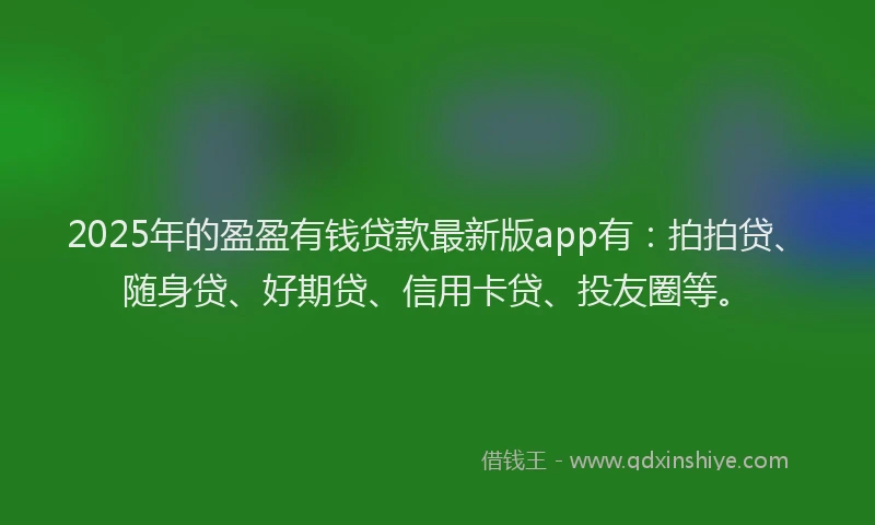 2025年的盈盈有钱贷款最新版app有：拍拍贷、随身贷、好期贷、信用卡贷、投友圈等。