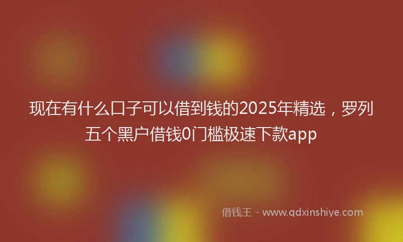 现在有什么口子可以借到钱的2025年精选，罗列五个黑户借钱0门槛极速下款app