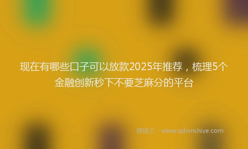 现在有哪些口子可以放款2025年推荐，梳理5个金融创新秒下不要芝麻分的平台