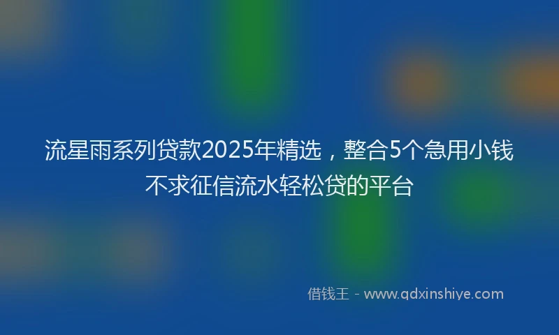 流星雨系列贷款2025年精选，整合5个急用小钱不求征信流水轻松贷的平台