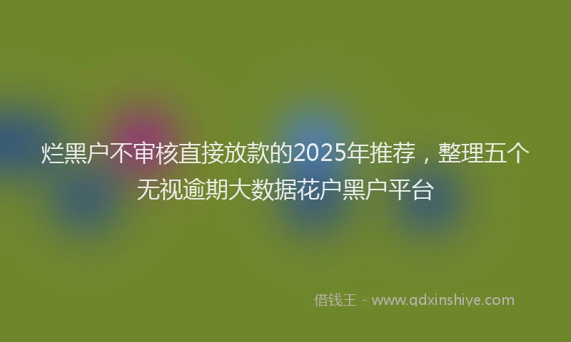 烂黑户不审核直接放款的2025年推荐，整理五个无视逾期大数据花户黑户平台