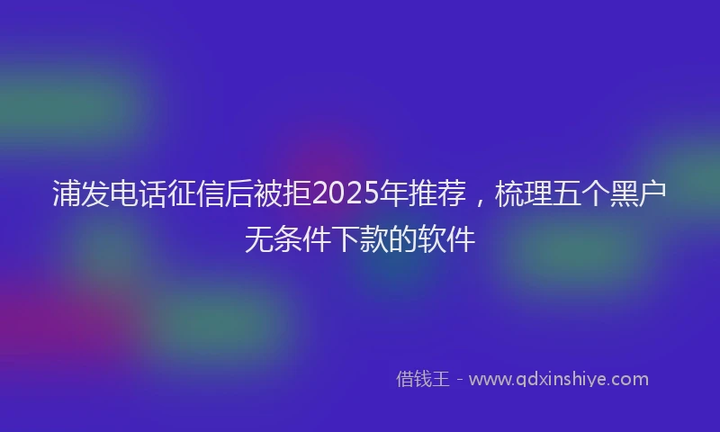 浦发电话征信后被拒2025年推荐，梳理五个黑户无条件下款的软件