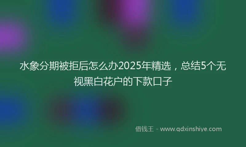 水象分期被拒后怎么办2025年精选，总结5个无视黑白花户的下款口子