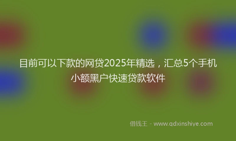 目前可以下款的网贷2025年精选，汇总5个手机小额黑户快速贷款软件