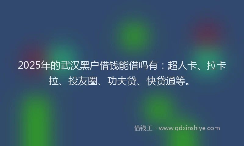 2025年的武汉黑户借钱能借吗有：超人卡、拉卡拉、投友圈、功夫贷、快贷通等。