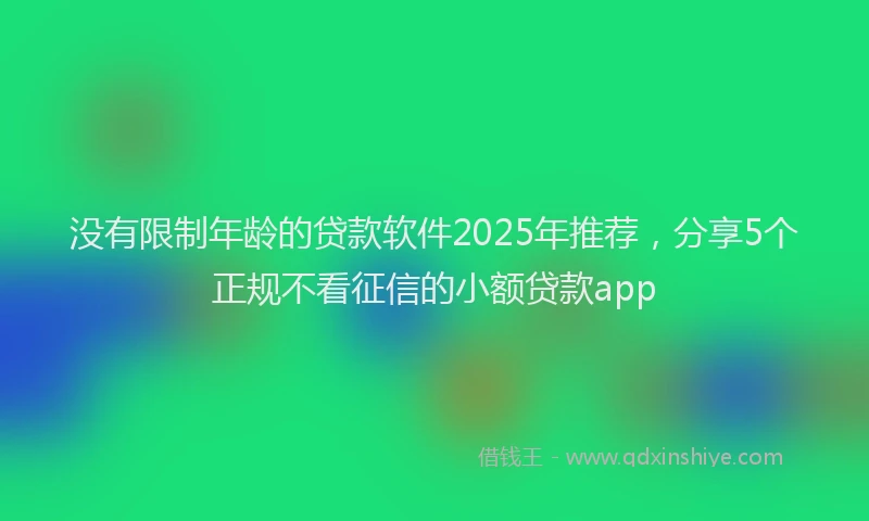 没有限制年龄的贷款软件2025年推荐，分享5个正规不看征信的小额贷款app