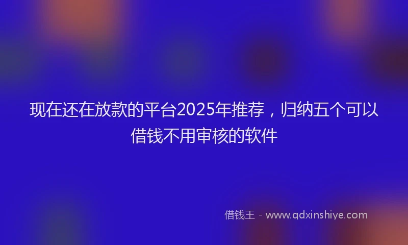 现在还在放款的平台2025年推荐，归纳五个可以借钱不用审核的软件