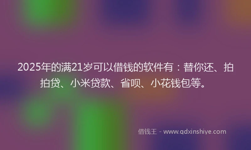 2025年的满21岁可以借钱的软件有：替你还、拍拍贷、小米贷款、省呗、小花钱包等。