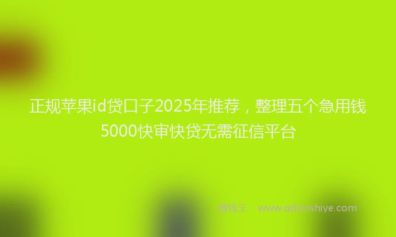 正规苹果id贷口子2025年推荐，整理五个急用钱5000快审快贷无需征信平台
