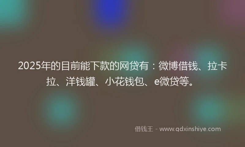 2025年的目前能下款的网贷有：微博借钱、拉卡拉、洋钱罐、小花钱包、e微贷等。