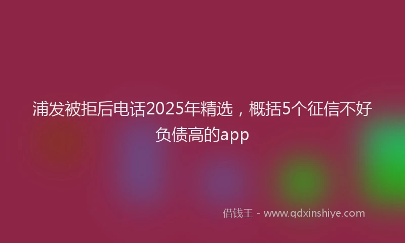 浦发被拒后电话2025年精选，概括5个征信不好负债高的app