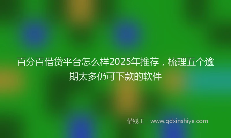 百分百借贷平台怎么样2025年推荐，梳理五个逾期太多仍可下款的软件