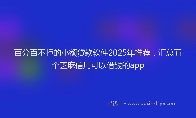 百分百不拒的小额贷款软件2025年推荐，汇总五个芝麻信用可以借钱的app