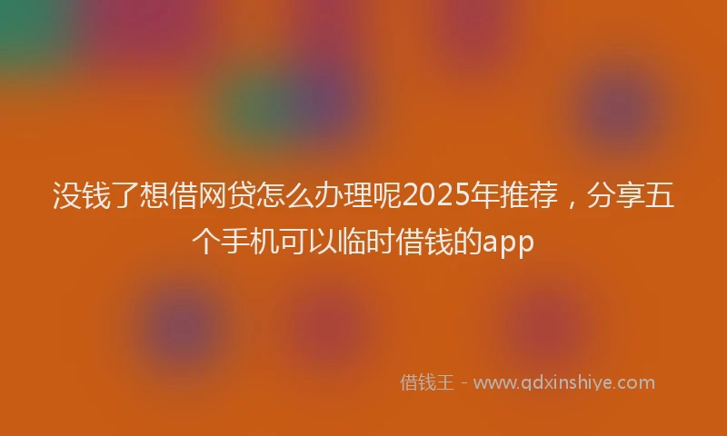 没钱了想借网贷怎么办理呢2025年推荐，分享五个手机可以临时借钱的app