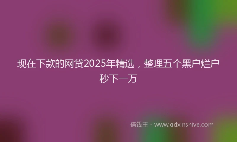 现在下款的网贷2025年精选，整理五个黑户烂户秒下一万